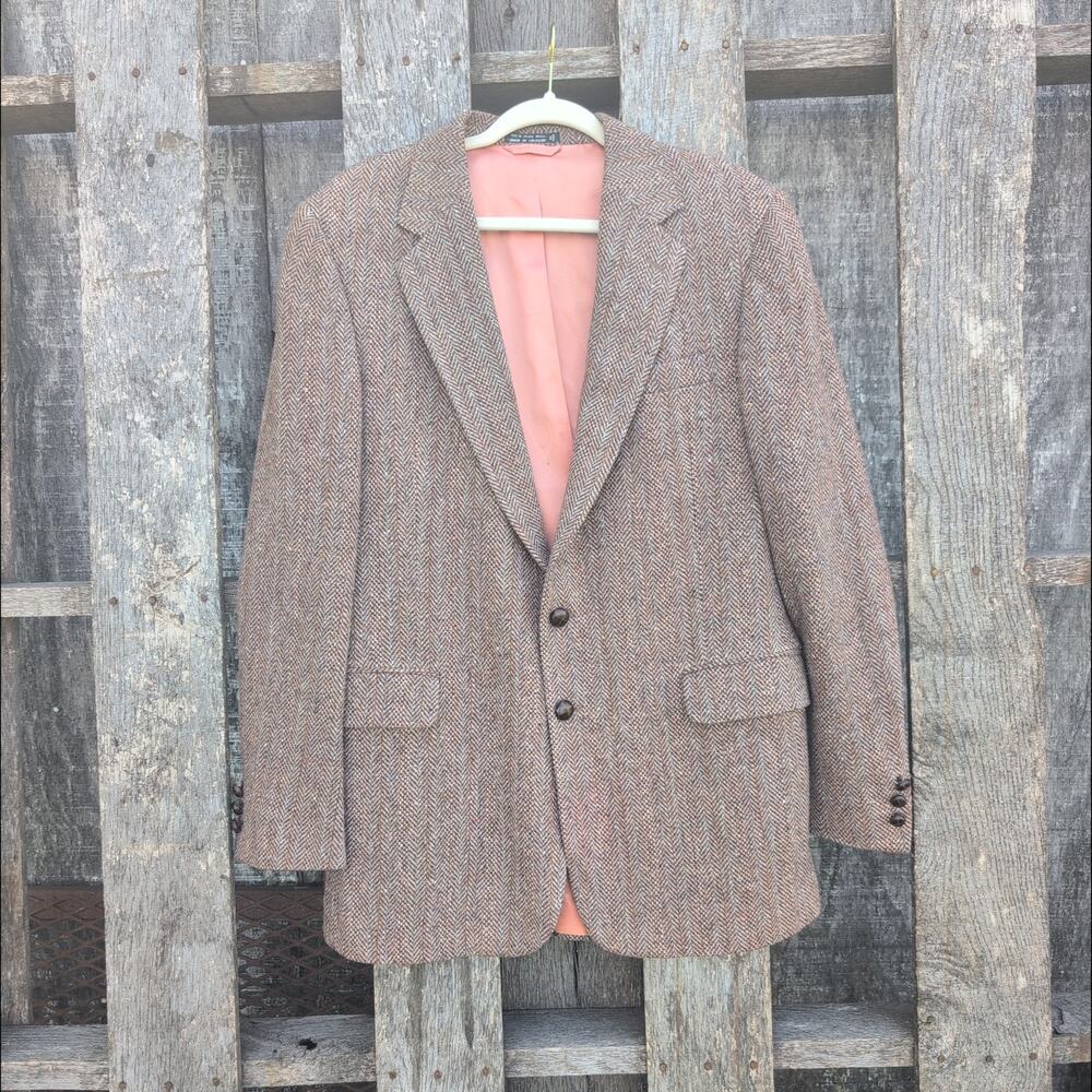 Vintage Woodmere 100% Pure Wool Chevron Tweed Men's 42L